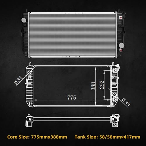 Image of DWVO Radiator Compatible with 2006-2008 Buick Lucerne 3.8L V6, Direct Fit Radiator with Aluminum Core and High-Density Fins, Replaces CU2854