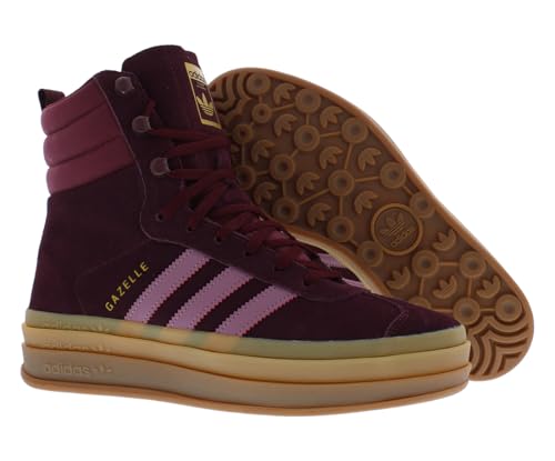 Image of adidas Gazelle Boot Suede Womens Shoes Size 9, Color: Maroon /Wonder Orchid /Gold Metallic