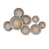 WHW Whole House Worlds Abstract Silver and Gold Metal Wall Decor Art, 6 Connected Roundels, Incised...