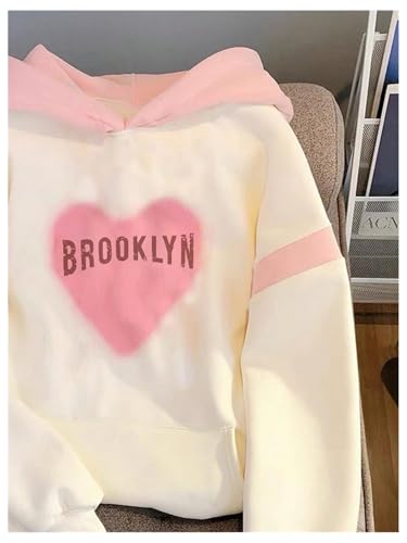 Floerns Girl's Heart Print Long Sleeve Hoodie Drop Shoulder Sweatshirts Top3