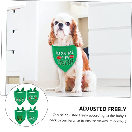 BESPORTBLE 4 pañuelos triángulo para perros verde miniatura 4
