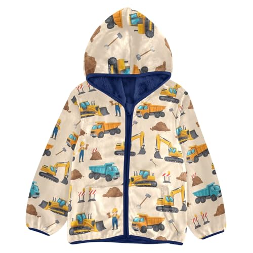 CHIFIGNO Construction Vehicles Excavators Toddler Boys Warm Thick Fleece Outerwear Jackets with Polar Fleece Lining 3T