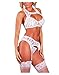 Lacoco Women Lace Lingerie Bralette Set With Bra, Panty and Garter Belt, 2 Piece Sexy Lingerie For Women For Sex Play, Sexy Sheer Lace Underwear Set by (White, S)