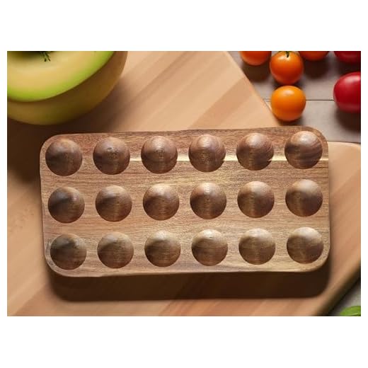 Wooden Egg Holder by ILLATO - Premium Acacia Wood Egg Tray | 18 Holes Egg Plate | Freezer, Tabletop Display or Refrigerator Storage, Deviled Egg Tray, Egg Holder Countertop, Wooden Egg Skelter