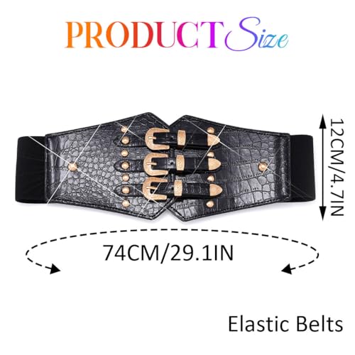 BODIY Black Leather Corset Belt Western Leather Wide Waist Belt Vintage Waist Accessories for Women3