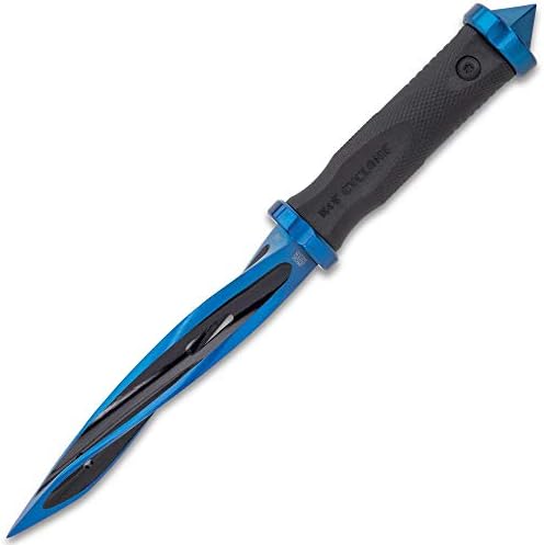 M48 Limited Edition Cyclone Boot Knife with Vortec Sheath - Cast Stainless Steel Blade, Reinforced Nylon Handle, Blue and Black Color Scheme – Wickedly Twisted Modern Boot Knife - 10 1/2" Overall