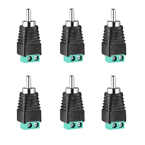 Iskueal RCA Plugs for Speaker Wire,RCA to AV Screw Terminal Connector, Phono RCA Male Plug Solderless Converter Audio/Video Speaker Wire Connectors Solderless Adapter