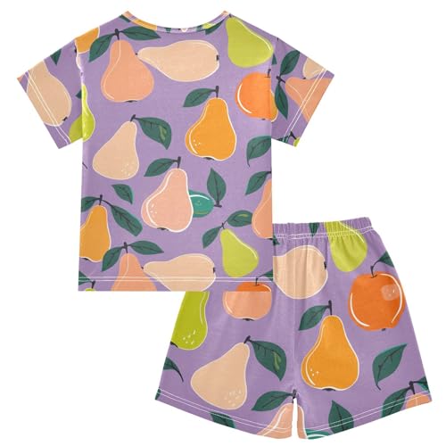 Pear Purople Pajama Set Short Sleeve PJS 2 Piece Summer Pajamas Shorts Sets Cotton 5Y2