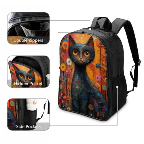 Mochila para niños para regreso a la escuela con diseño de gato 3D y sistema de viaje infantil 3