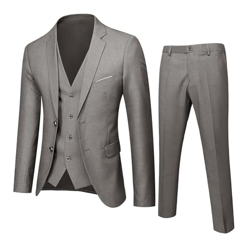 Costume 3 pièces pour homme gris 6XL à coupe moderne pour mariages et réceptions élégantes