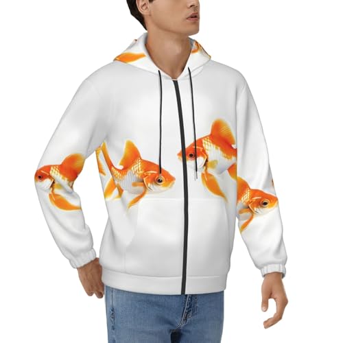 Sweat à capuche poisson rouge EdWal pour homme veste zippée décontractée