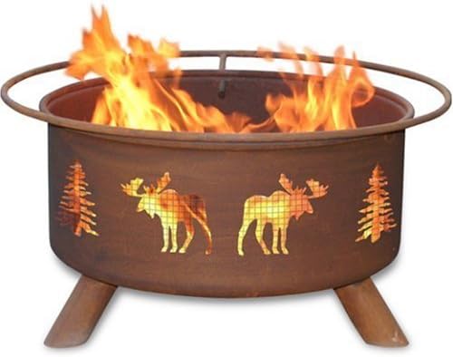 Brasero Patina F108 de 30 pulgadas con diseño Moose & Trees miniatura 2