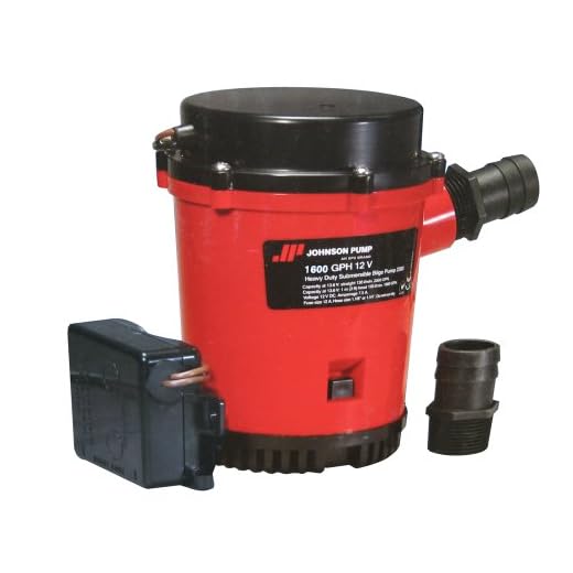 Johnson Pumps 01674-001 1600 GPH Heavy Duty Automatic Bilge Pump with Ultima Switch, 12V,Red