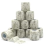 OK TAPE 12 Rolls Camo Wrap Self‑Adhesive Camouflage Tape for Stealth&Grip, Quiets Hunting Gear, Removable No Residue Camo Tape (2” x 177” -Snow Camo)