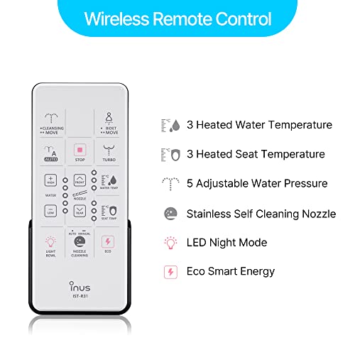 Inus-R31-Korean-Electric-Bidet-Toilet-Seat-Heated-Seat-Night-Light-User-Preset-Self-Cleaning-Nozzle-Eco-Mode-Remote-Control-Smart-Home-Water-Seat-Temperature-Control-Elongated-White