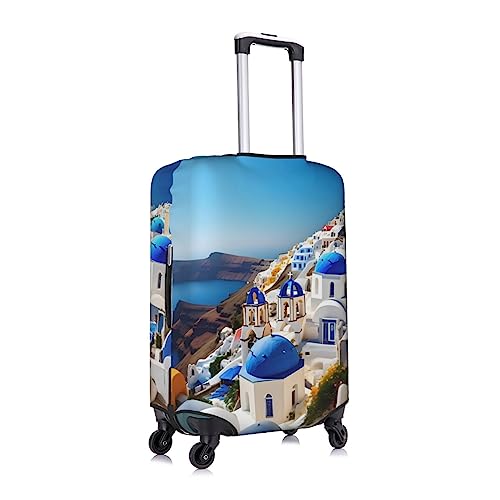 Santorini Greek Island sea View Stylish Luggage Cover - Protect and Personalize Your Suitcase with TSA-Approved Cover,suitcase covers for luggage2