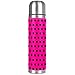 Thermos in acciaio inox, a pois, colore: nero, rosso, con tappo in pelle, ideale per ufficio, campeggio e attività all'aria aperta
