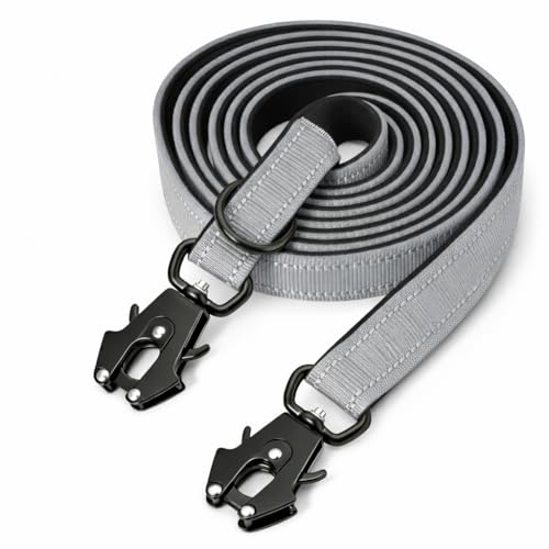 Lina Pet Hundeleine 3m x 2,5 cm, Reflektierend – Verstellbare Doppelleine aus Nylon mit Aluminium-Karabiner, Führleine für große und mittelgroße Hunde