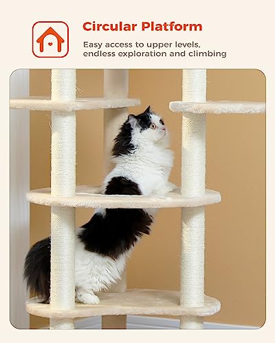 Árbol para gatos PETEPELA 61 pulg con postes rascadores y casas miniatura 2