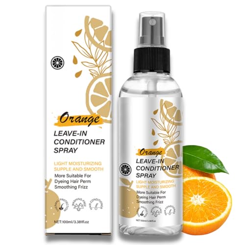 Leave‑In Conditioner Spray with Heat Protection for Dry, Frizzy Hair – Orange Leave In Conditioner Spray with UV Shield & Hydrating Detangle – Lightweight, Non‑Greasy Formula for Smooth, Shiny Locks
