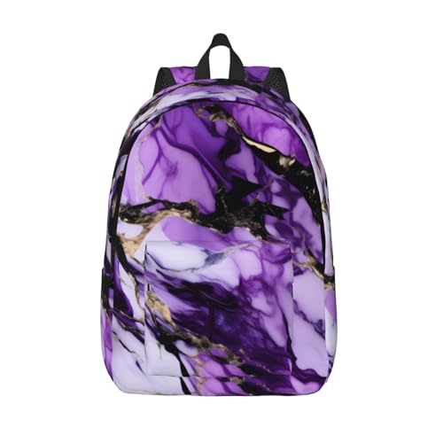 Sac à dos femme imprimé marbre violet pour ordinateur portable chic