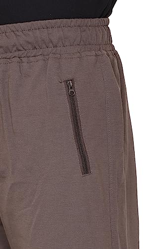 Image of Cotton Lowers for Men, Regular Fit, Zip Pocket, Night Pant, Joggers, Sports Trousers, Gym n Lounge Wear Track Pant for Boys Cambrige Brown L