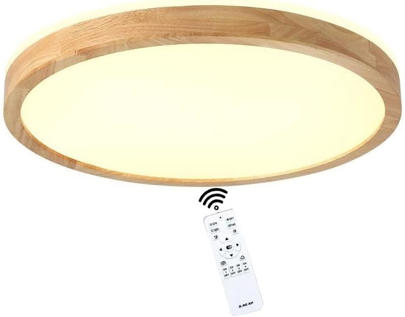 Round Wooden Ceiling Light LED Ultra-Thin recessed Lighting Fixture, Suitable for Living Room, Office, Kitchen(Dimmable,50cm 36w) โ image 1