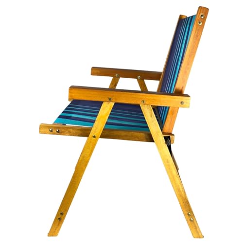 Kit 3 Cadeira De Madeira Dobrável Para Lazer Jardim Praia Piscina Camping Azul/Marinho - AMZ