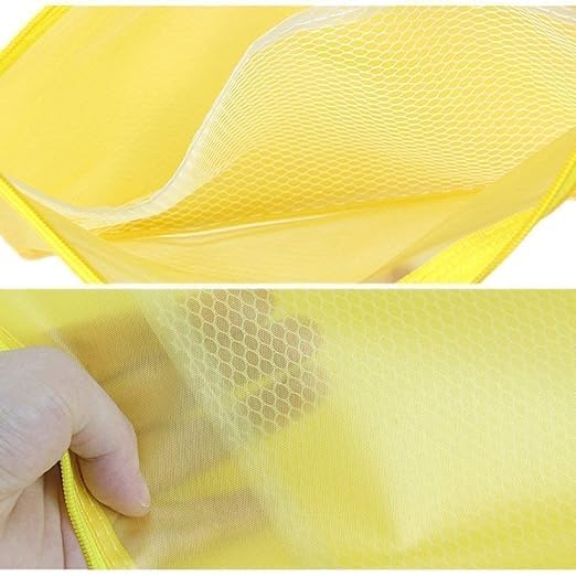HCS Transparent A/3 Size Plastic Reinforced with Threads Mesh Bag with Zipper Organize Supplies Document Holder/Storage/Cosmetic/Travel/Note Book Cover (44cm X 31.5cm) (Pack of 5) 1