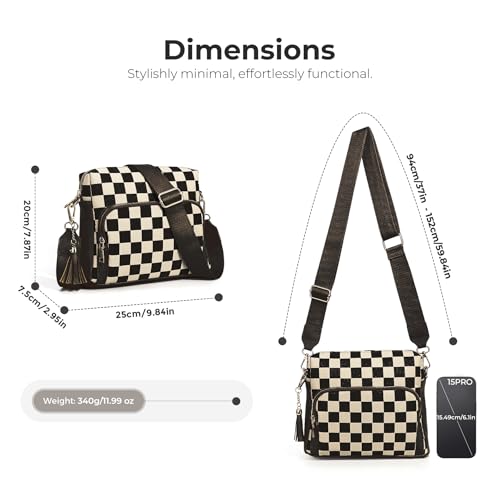 Image of Sling Bag Crossbody Bags For Women Plaid Striped Fanny Packs Chest Bag for Work Shopping (Black(Multi-Pocket Bag))