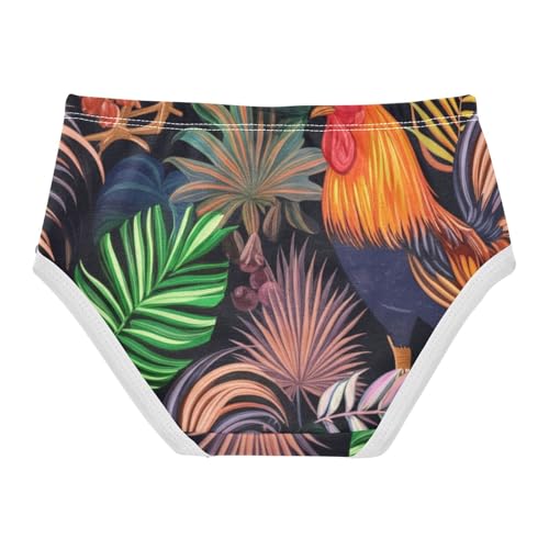 Vibrant Orange Roosters Colorful Panties Little Girl Toddler Underwear Custom Cotton Artistic Undies Kids Briefs 2t2