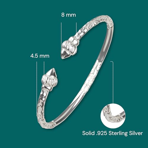 Ridged Arrow .925 Sterling Silver West Indian Bangles Cuff Bangles Bangle Bracelet Caribbean Jewelry Women Mom Wife Valentine Mothers day Gift (Pair 67g) (MADE IN USA)2