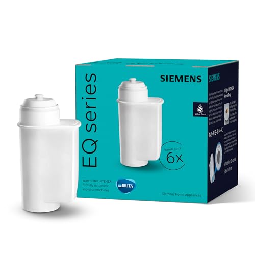 Siemens BRITA Intenza Wasserfilter TZ70063A 6 Stück verringert den Kalkgehalt des Wassers passend für Kaffeevollautomaten der EQ Reihe sowie Einbauvollautomaten