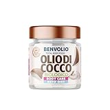 BENVOLIO - Olio di Cocco Biologico 200ml | Alimentare e Cosmetico Total Body Food | Ricco di MCT | per Capelli Ricci Secchi Crespi | Idratante Viso Corpo Pelle | Coconut Oil Hair Skin | Oil Pulling