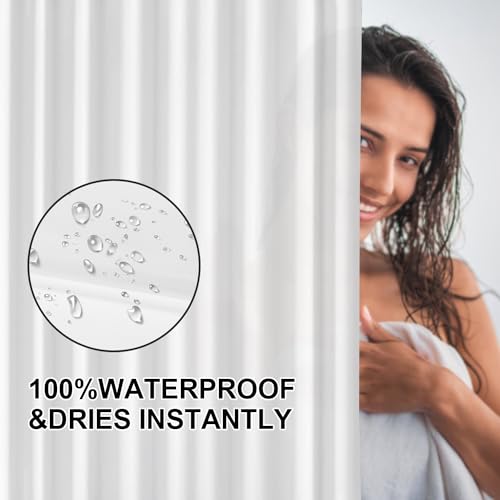 Lukdung 180 x 180 cm Bath Curtain, Anti-Mould in Bathroom, Waterproof, Washable PEVA Shower Curtain with 12 Rings - Image 4