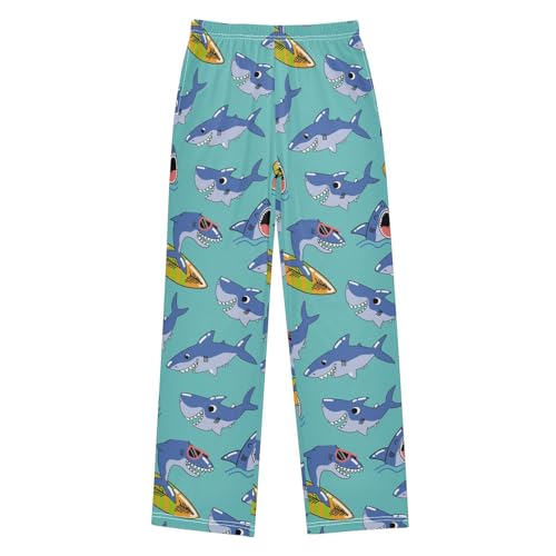 Funny Sharks Blue Boys Pants for Kids Jogger Pants with Pockets S-XL