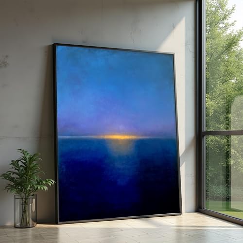 Affiche abstraite Horizon bleu pour sublimer le design de votre salon moderne