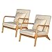 WACASA Accent Chair, Mid-Century Modern Side Chairs for Living Room, Bedroom, Balcony, Reading Room, Deeper Sitting Chair with Pillow, Armchair with Solid Wood Frame & Soft Cushion, Beige,Set of 2