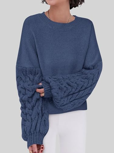 PRETTYGARDEN Womens Fall Sweaters 2025 Cable Knit Long Sleeve Crewneck Casual Chunky Pullover Oversized Sweater Outfits4