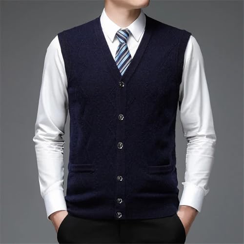 Men's V-Neck Knitted Sweater Vest Sleeveless Plain Solid Pullover Casual Waistcoat for Fall Fashion4