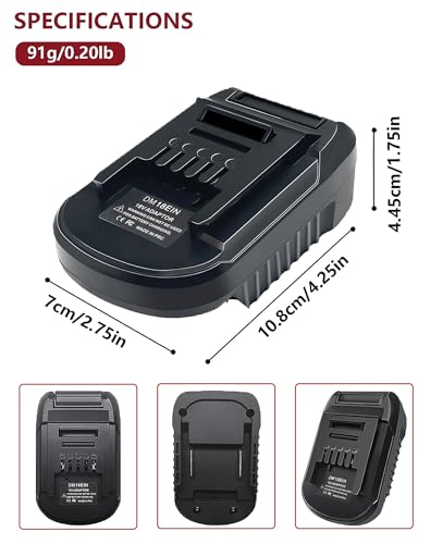 URUN Adapter Konverter für Dewalt für Milwaukee Akku Converter auf für Einhell Elektrowerkzeug, Batterie Adapter für Einhell Elektrowerkzeuge(DM18EIN Nur Adapter)