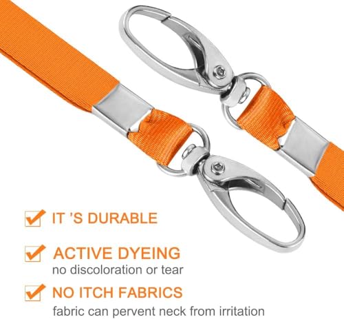 Antspirit 50 Stück 45 cm orange Bulk-Verbindungsmittel für Erkennungszeichen, Nylonhalsflach-Abzugslenker-Schwenkclips, dauerhaft gewebte Schlüsselbänder mit Clip für Schlüsselketten