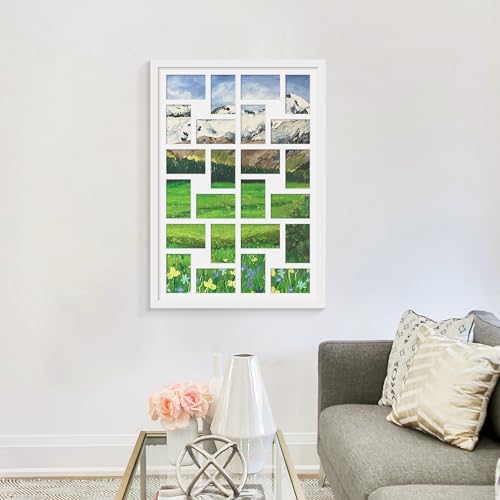 Image of DUENPY 22x32 Collage Picture Frame 4x6 Picture Frames Collage Wall Decor Displays twenty four 4x6 inch Photos Available Horizontal Wall Mounting Display and Vertical White