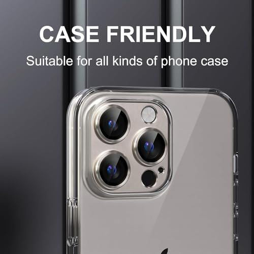 Image of TITANIUM Camera Lens Protector For IPHONE 16 PRO / 15 PRO / 16 PRO MAX / 15 PRO MAX ( GREY ) UHD 9H Glass, Anti Drop, Scratch Resistant, Case Friendly, Removable, Waterproof, Heavy Duty Camera Protector, ( BUY 2 GET 1 FREE )