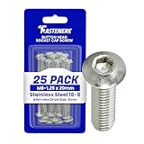 Fastenere Button Head Socket Cap Screws - M8-1.25 x 20MM (25-Pack) Stainless Steel 18-8, Full Thread, Plain Finish, Flat Point, ISO 7380 Metric Screw Set, Easy to Install w/Allen Hex Socket Drive