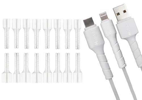 Gorilla Case 16-Piece Charger Cable Kit - USB C & Lightning Cable Protectors, Cable Holders, White