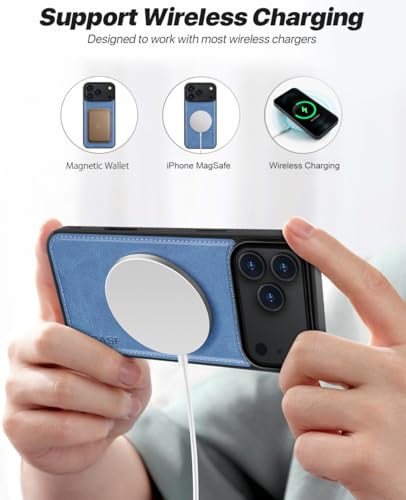Étui iPhone 17 Pro Max Portefeuille RFID Coque Antichoc Bleue - 6
