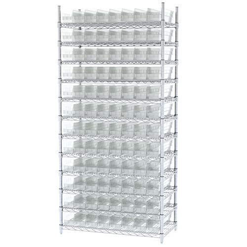 Akro-Mils 30128 Plastic Containers For Organizing And Storage Bins For Closet, Kitchen Cabinet, Or Pantry Organization, 18-Inch X 4-Inch X 4-Inch, Clear, 12-Pack #TOP4