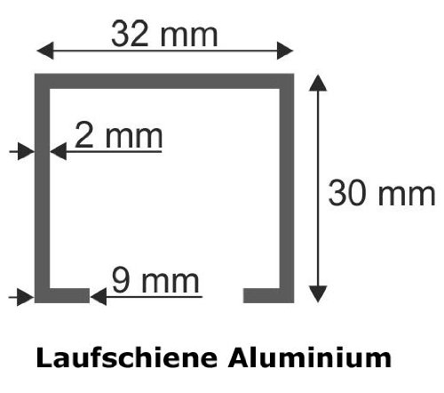Schiebetür Beschlagset mit Laufwagen/Laufkatze | Wartungsfreie Geräuscharme Laufrollen | 2 Auflaufstopper mit Festhaltefunktion | Laufschiene 300 cm Aluminium | Belastbar bis max.100 kg