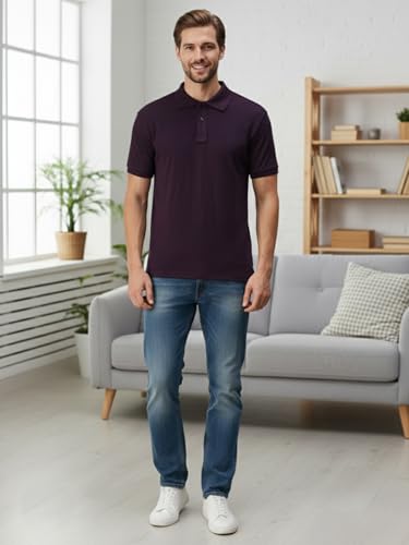 Image of Lux Cozi Men's Cotton Solid Polo Tshirt | Collar Tshirts | Half Sleeves | Stylish & Premium All Day Wear | Pack of 1